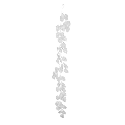 White Glitter Leaf Garland (150cm)