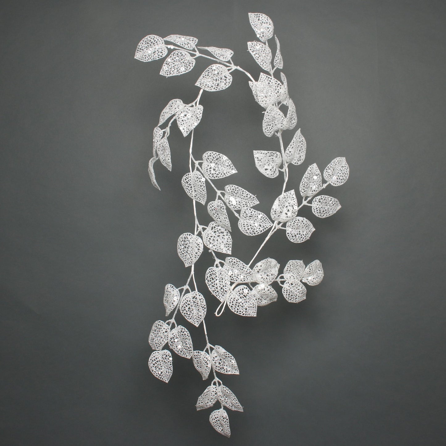 White Glitter Leaf Garland (150cm)