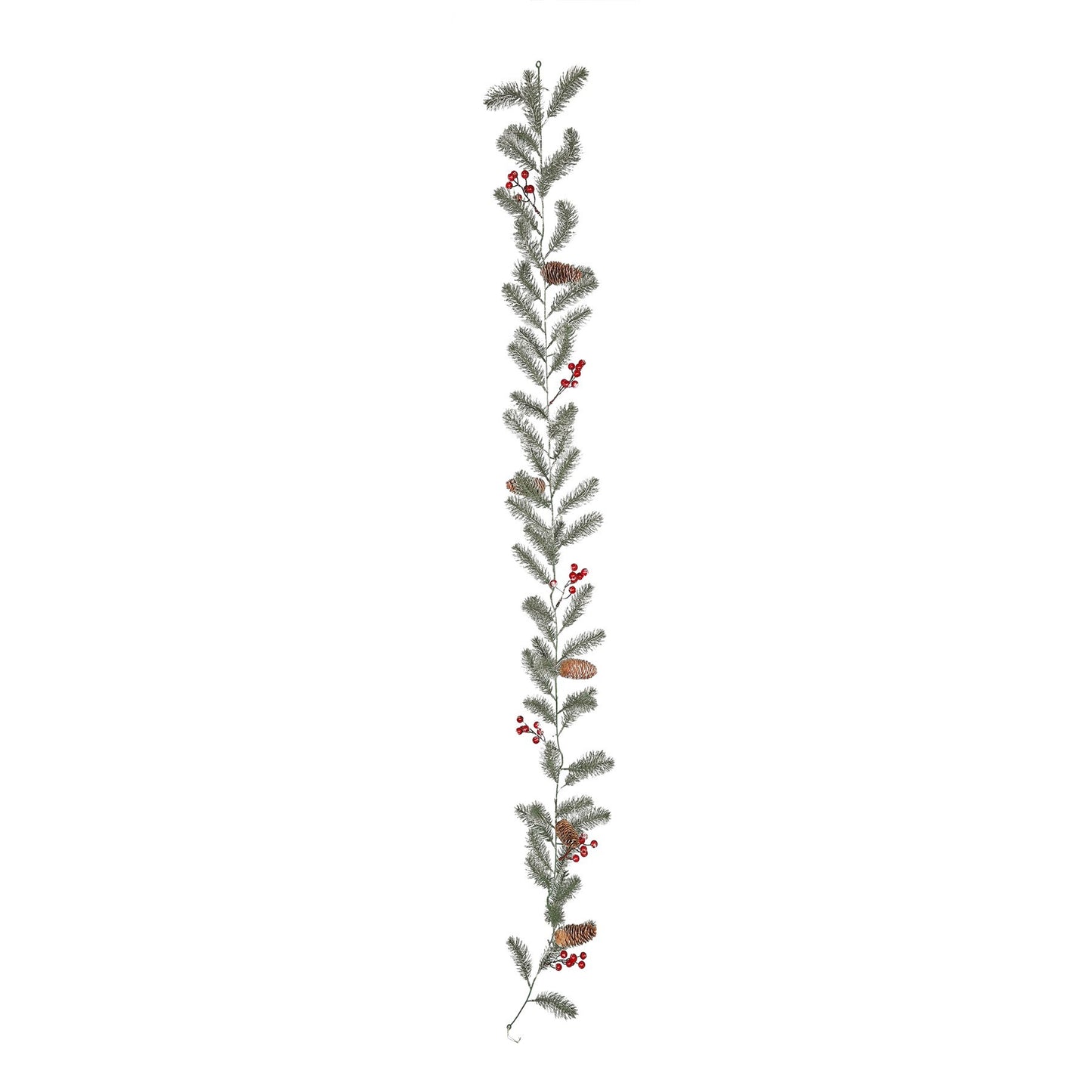 Snowy Pine Garland with Red Berries (180cm)