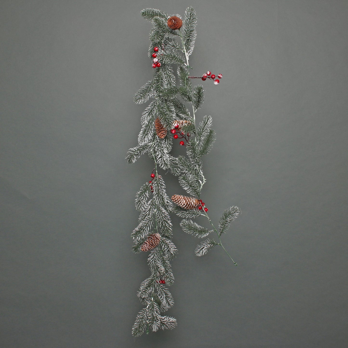 Snowy Pine Garland with Red Berries (180cm)