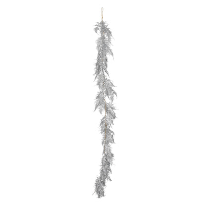 Glitter Asparagus Fern Leaf Garland Silver 180cm