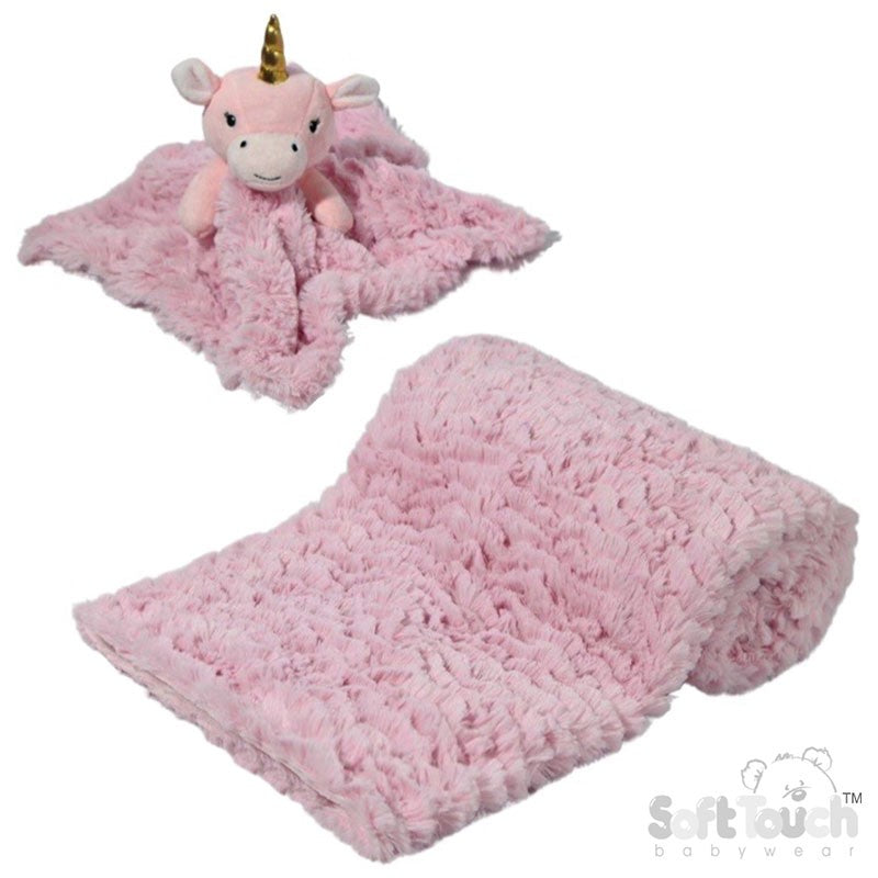 Soft Touch Lavender Pink Unicorn Comforter & Wrap Set