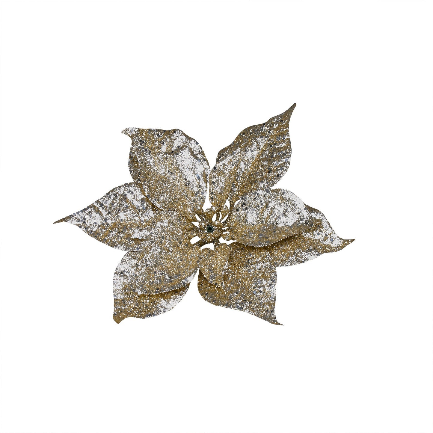 Gold Glitter Poinsettia Pick