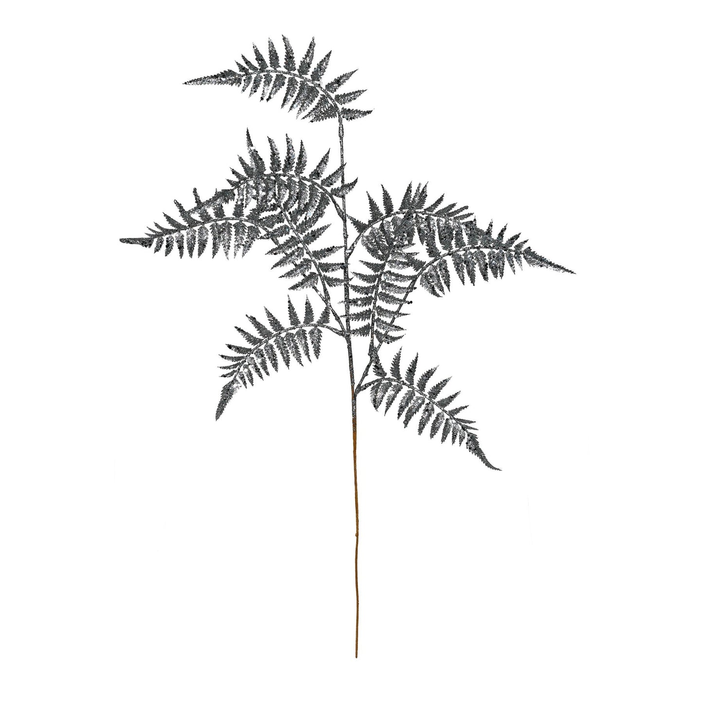 Pewter Glitter Fern spray