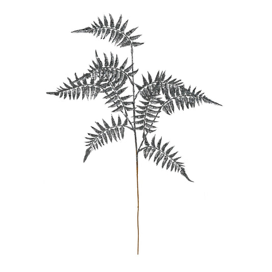 Pewter Glitter Fern spray