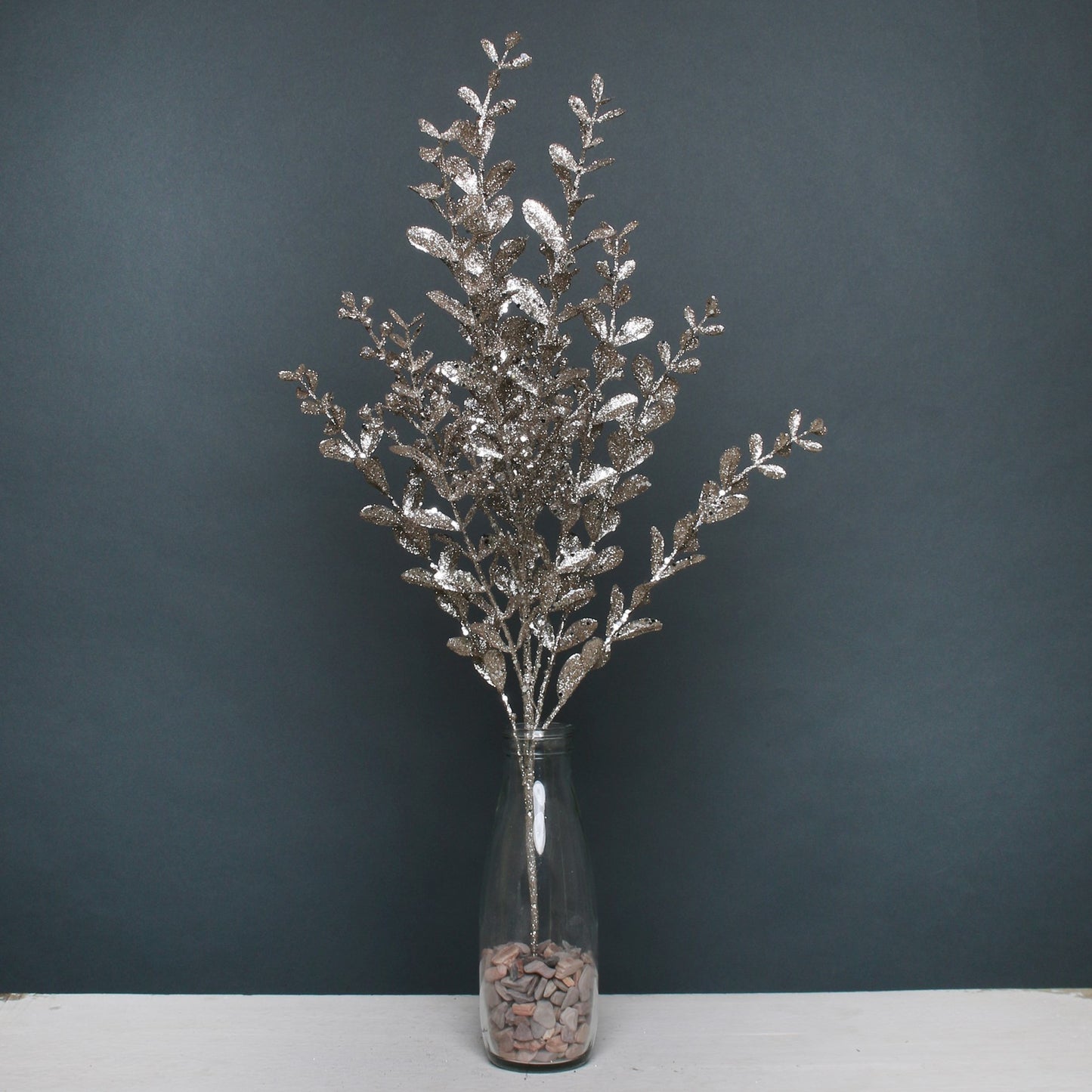 Champagne Glitter Boxwood Spray