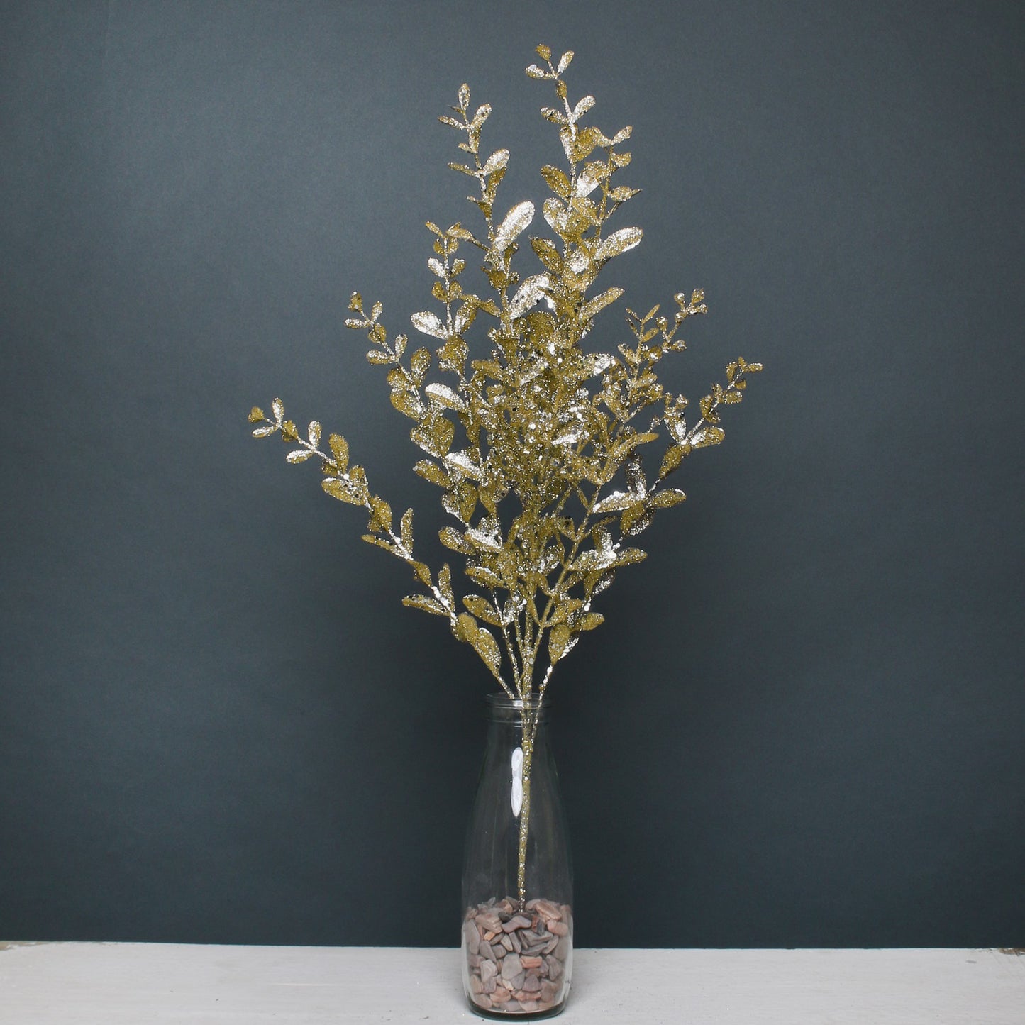 Gold Glitter Boxwood Spray