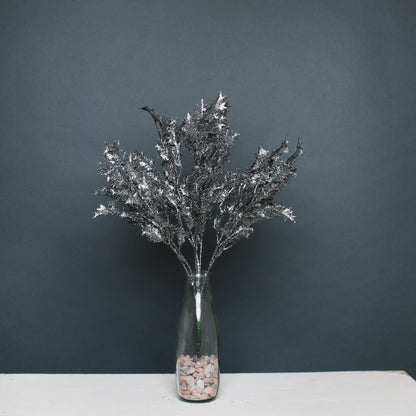 Pewter Glitter Holly Bush