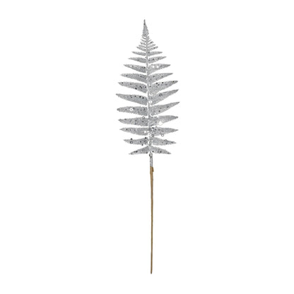 Silver Glitter Fern Leaf