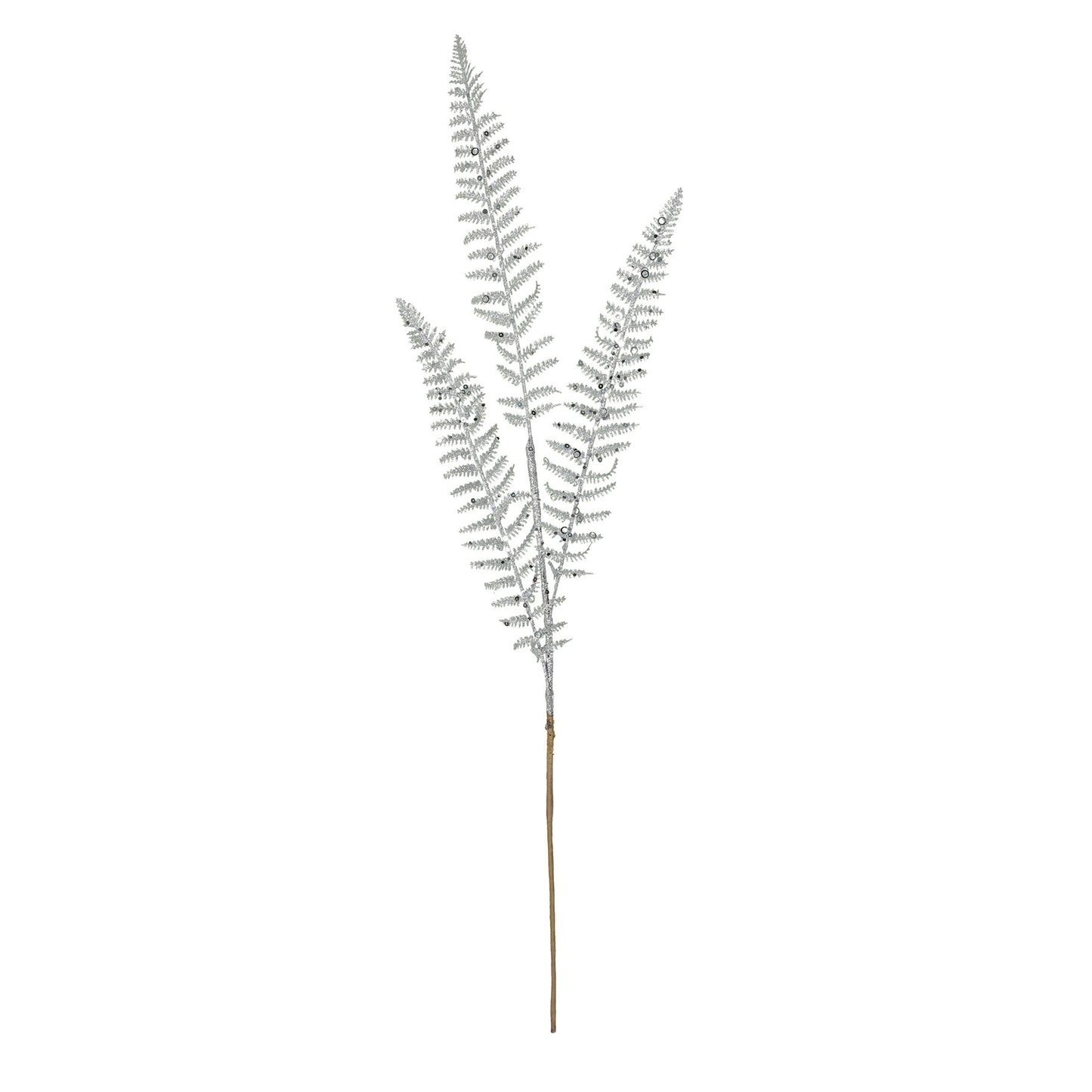 Silver Glitter 3 Leaf Palm Stem