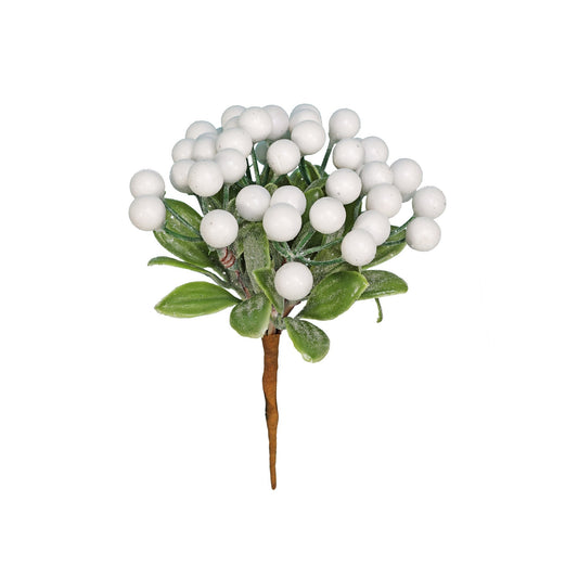 Frosted White Berry Bunch with Leaves