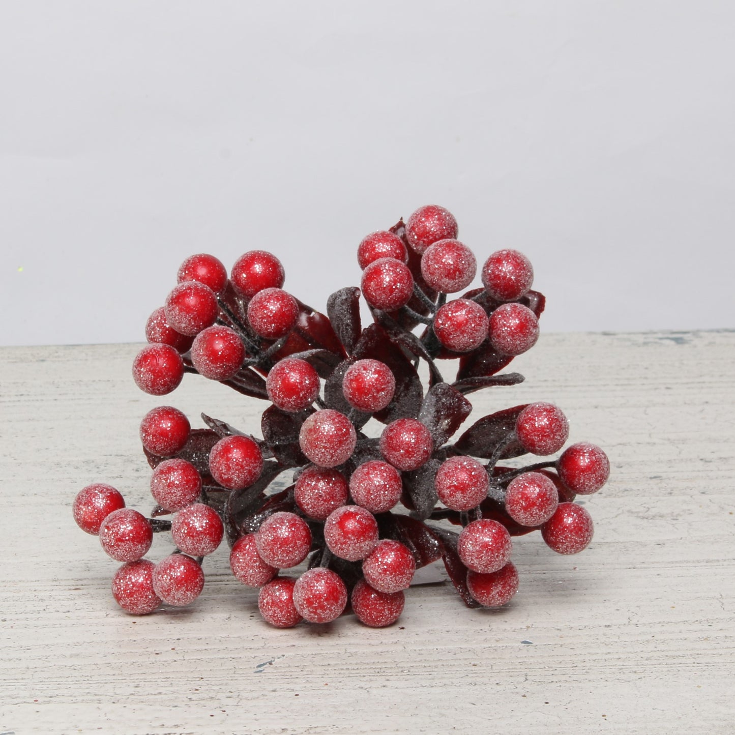 Frosted Red Berry Bunch with Leaves