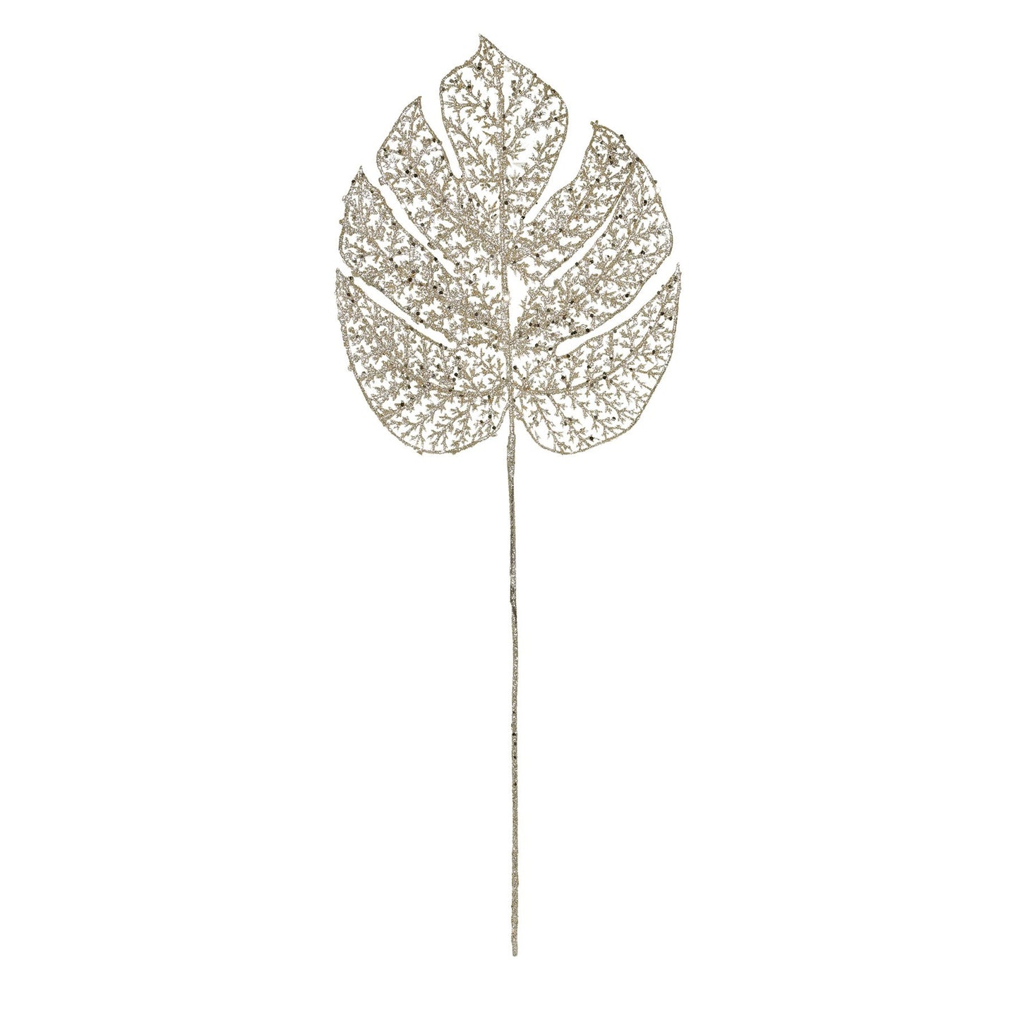 Gold Glitter Filigree Monstera Leaf