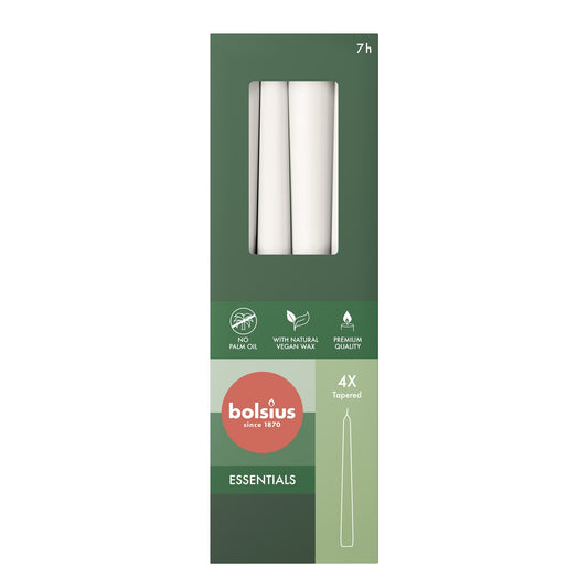 Bolsius Cloudy White Box of 4 Tapered Candles (245mm x 24mm)