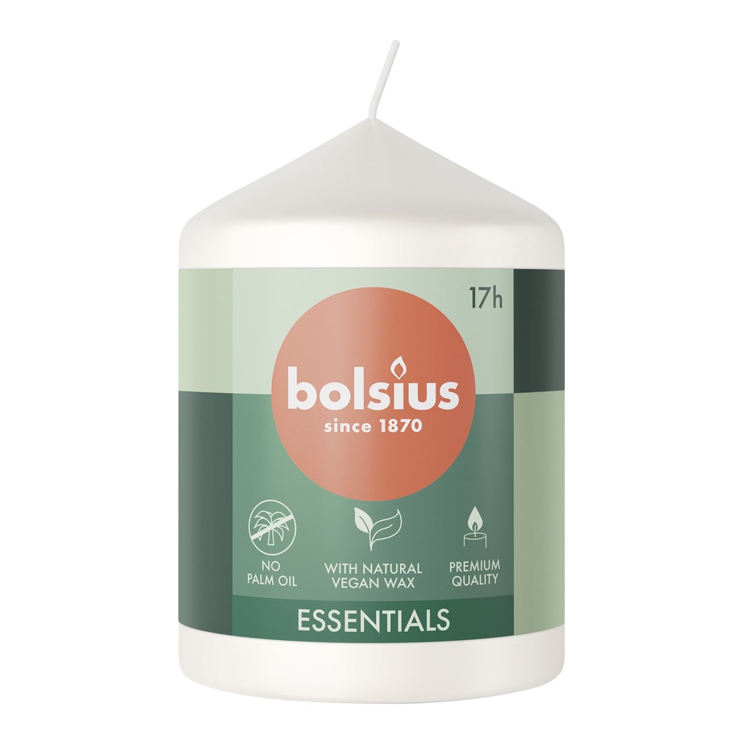 Bolsius Cloudy White Essential Pillar Candle (80mm x 58mm)