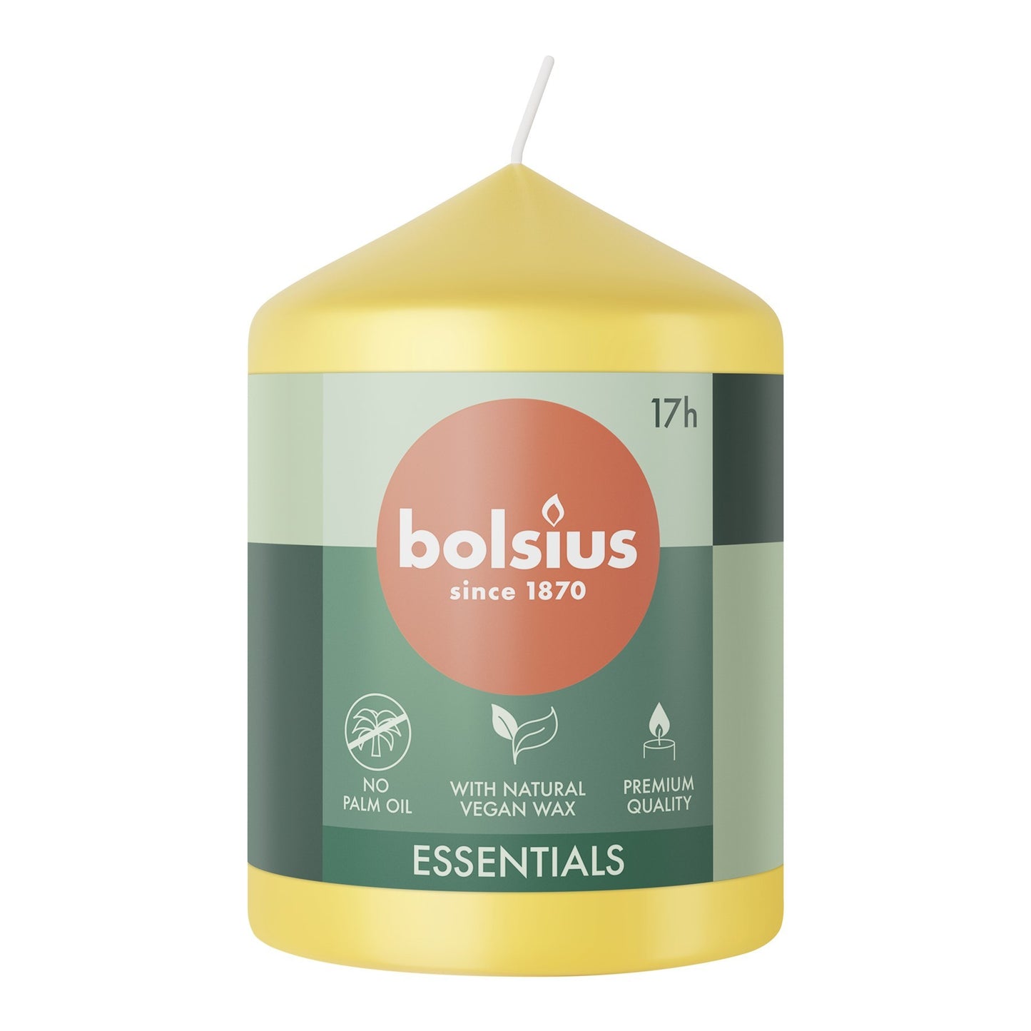 Bolsius Sunny Yellow Essential Pillar Candle (80mm x 58mm)