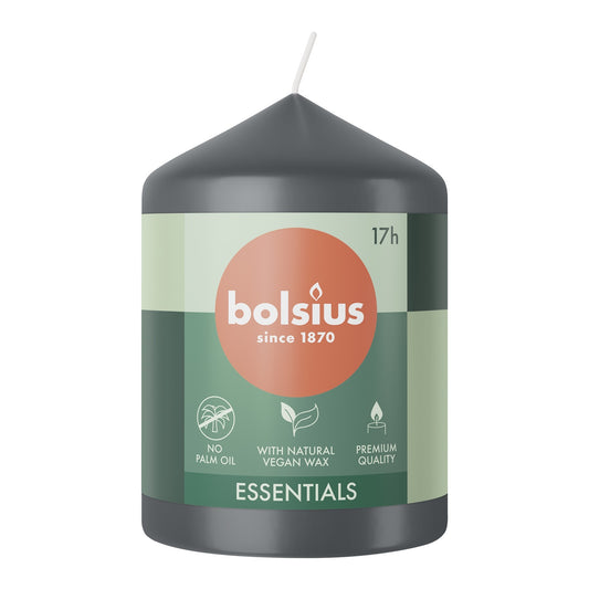 Bolsius Stormy Grey Essential Pillar Candle (80mm x 58mm)