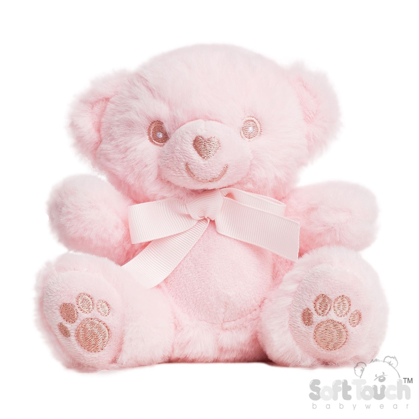 Pink Eco Recycled Teddy Bear with Embroidered Paws