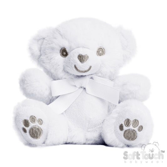 White Eco Recycled Teddy Bear with Embroidered Paws