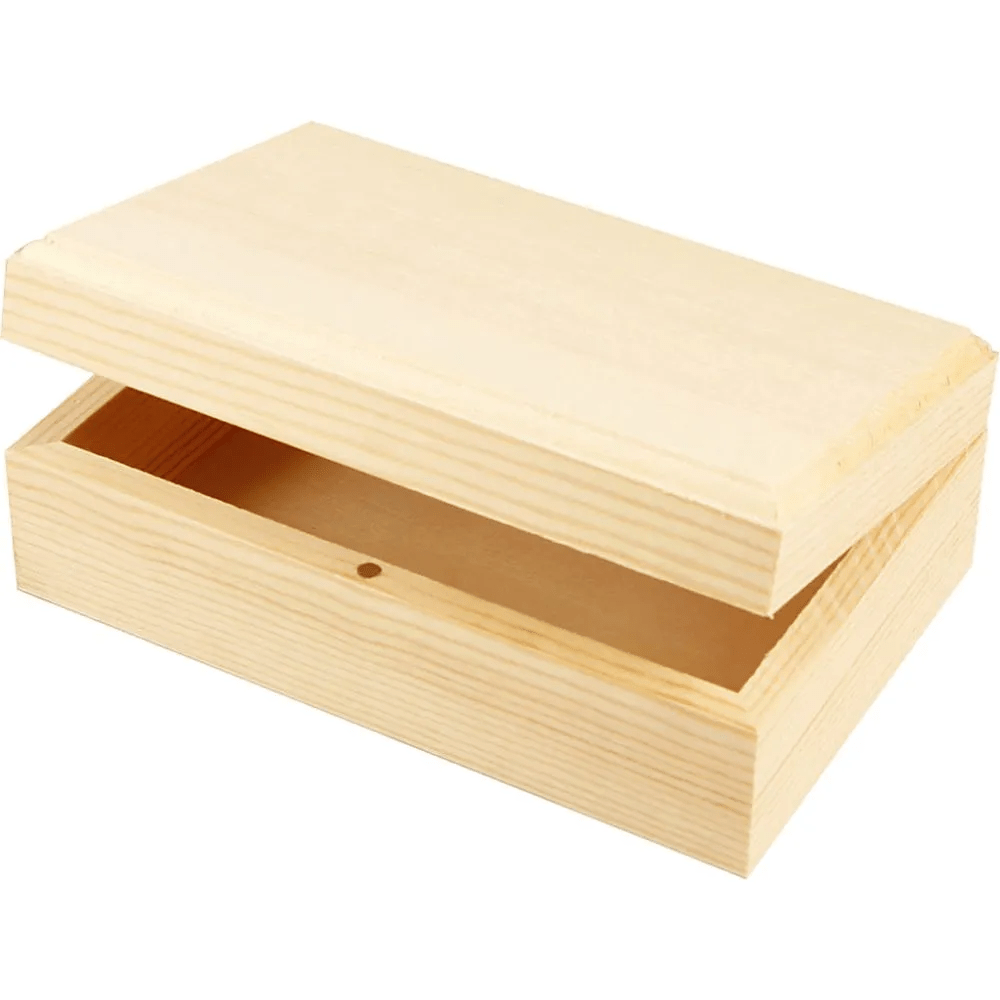 Pine Wooden Box with Lid (14x9x5cm)