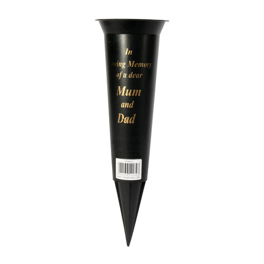 Black Spike Mum   Dad Grave Vase 23cm