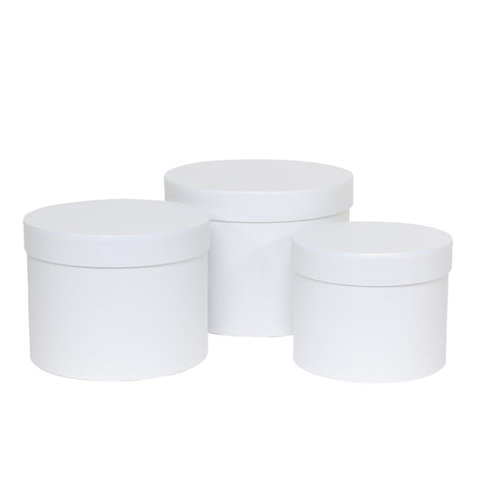 Pearl White Hat Box (Set of 3) (Largest - D19 x H14.4cm)