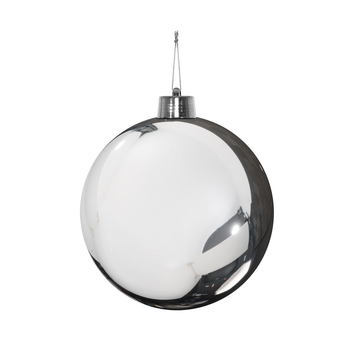 Silver Shiny Shatterproof Bauble (x1) (20cm)