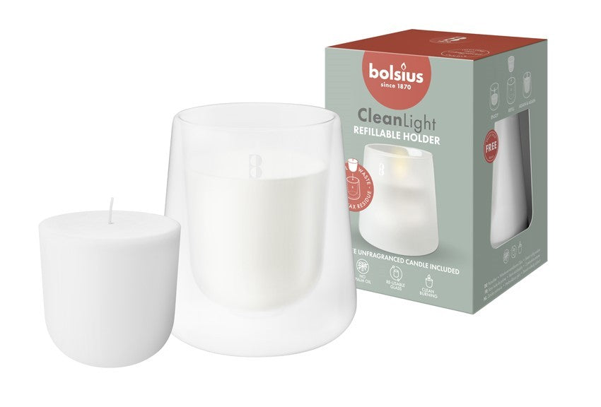 White Glass Bolsius Clean Light Starter Kit - Unfragranced