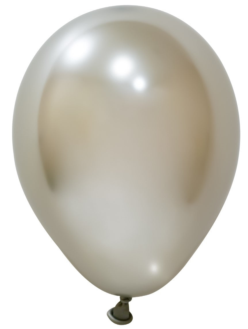 White Gold Chrome Latex Balloon 5inch (Pack of 100)