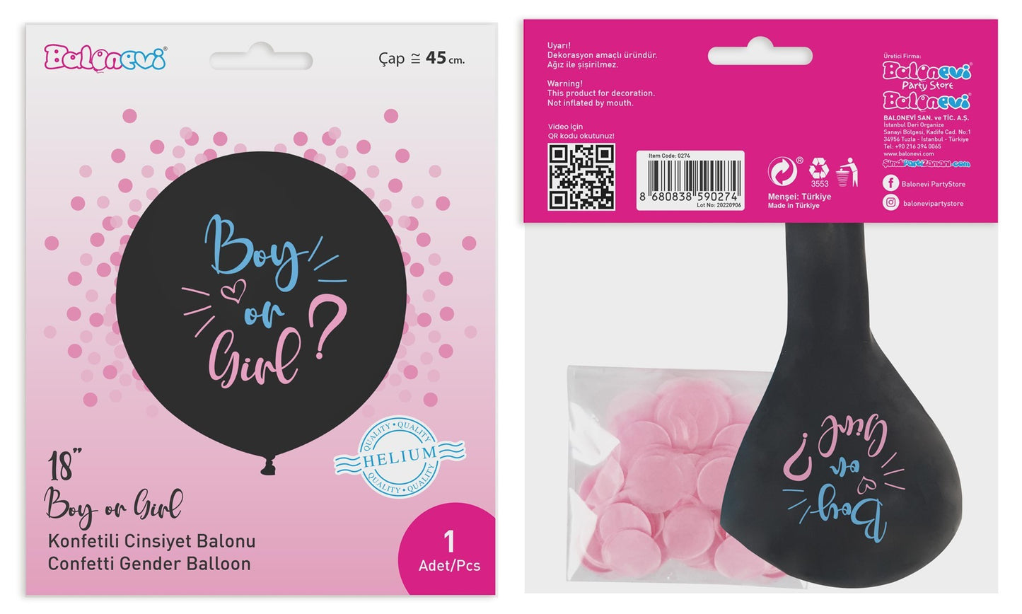 Boy or Girl Gender Reveal Balloon - Girl