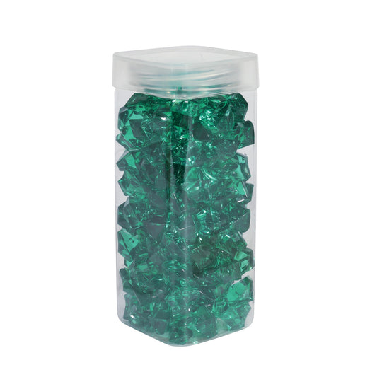 Large Dark Green Acrylic Stones in Square Jar (300gr)