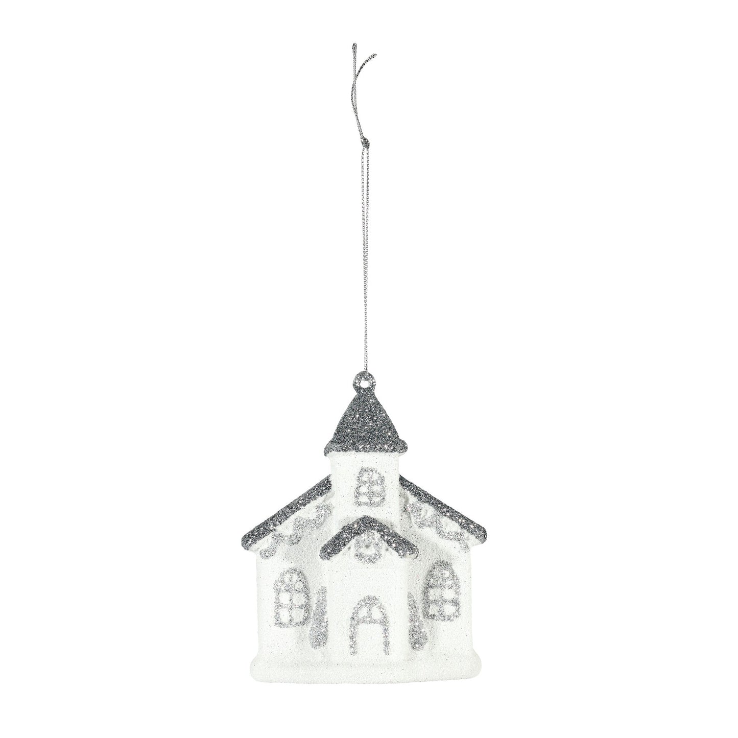 White Church Hanging Decoration (10cm)