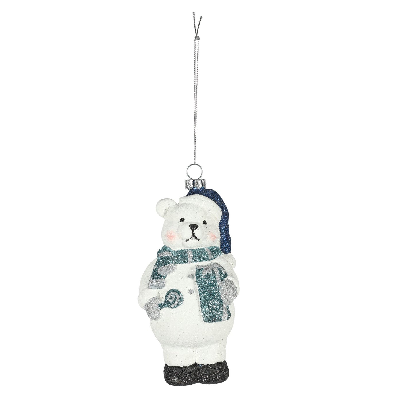 White and Blue Bear Hanging Decoration (13.5cm)