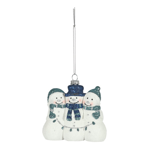 White and Blue Snowman with String Lights (9.5cm)