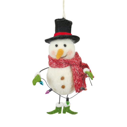 Felt Snowman with Top Hat Hanging Decoration (15cm)