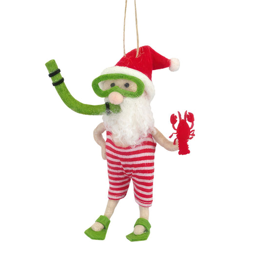 Felt Snorkelling Santa Hanging Decoration (15cm)