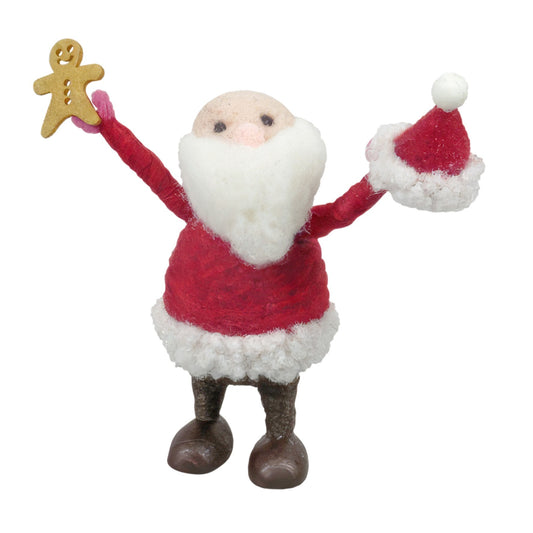 Felt Santa Holding Hat Hanging Decoration (13cm)