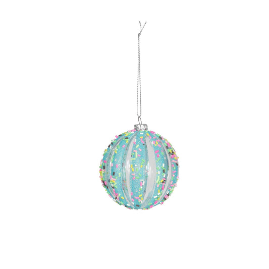 Turquoise Sequin Bauble (8cm)