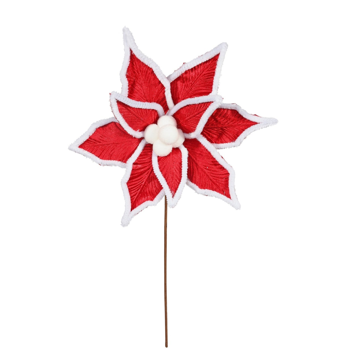 Red and White Poinsettia Pick (53cm)