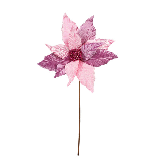 Pink Single Poinsettia Stem (45cm)