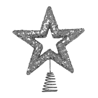 Silver Glitter Star Tree Topper