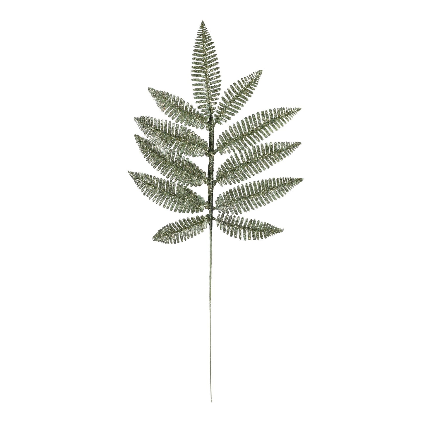 Green Glitter Fern Leaf Stem