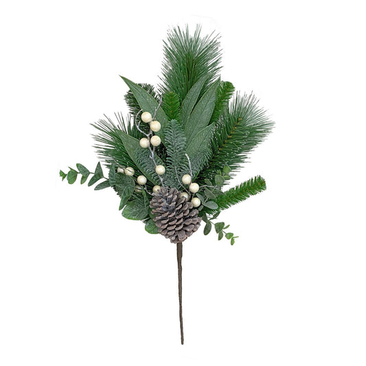 Mixed Pine Spray with White Berries (48cm)