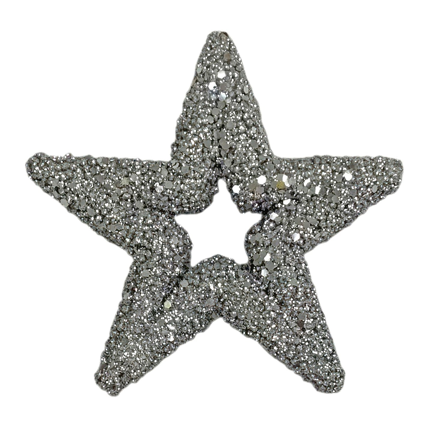 Silver Glitter Star Hanging Decoration (13cm)