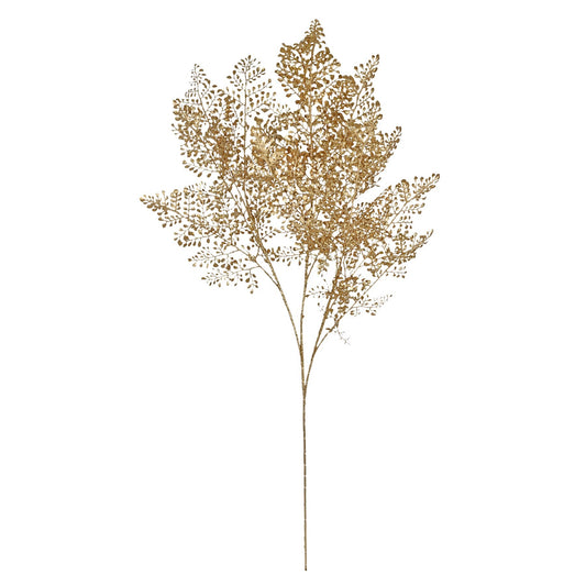 Gold Glitter Fine Leaf Stem