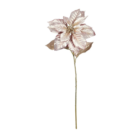 Metallic Rose Gold Poinsettia Stem (71cm)