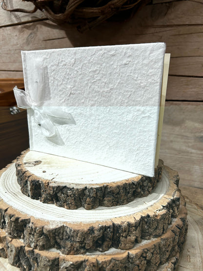 Plain Textured Guest Book (with bow   presentation box)