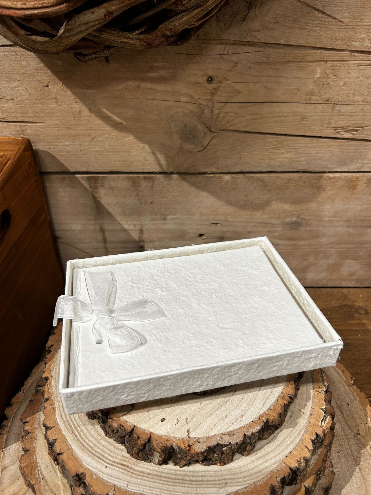 Plain Textured Guest Book (with bow   presentation box)