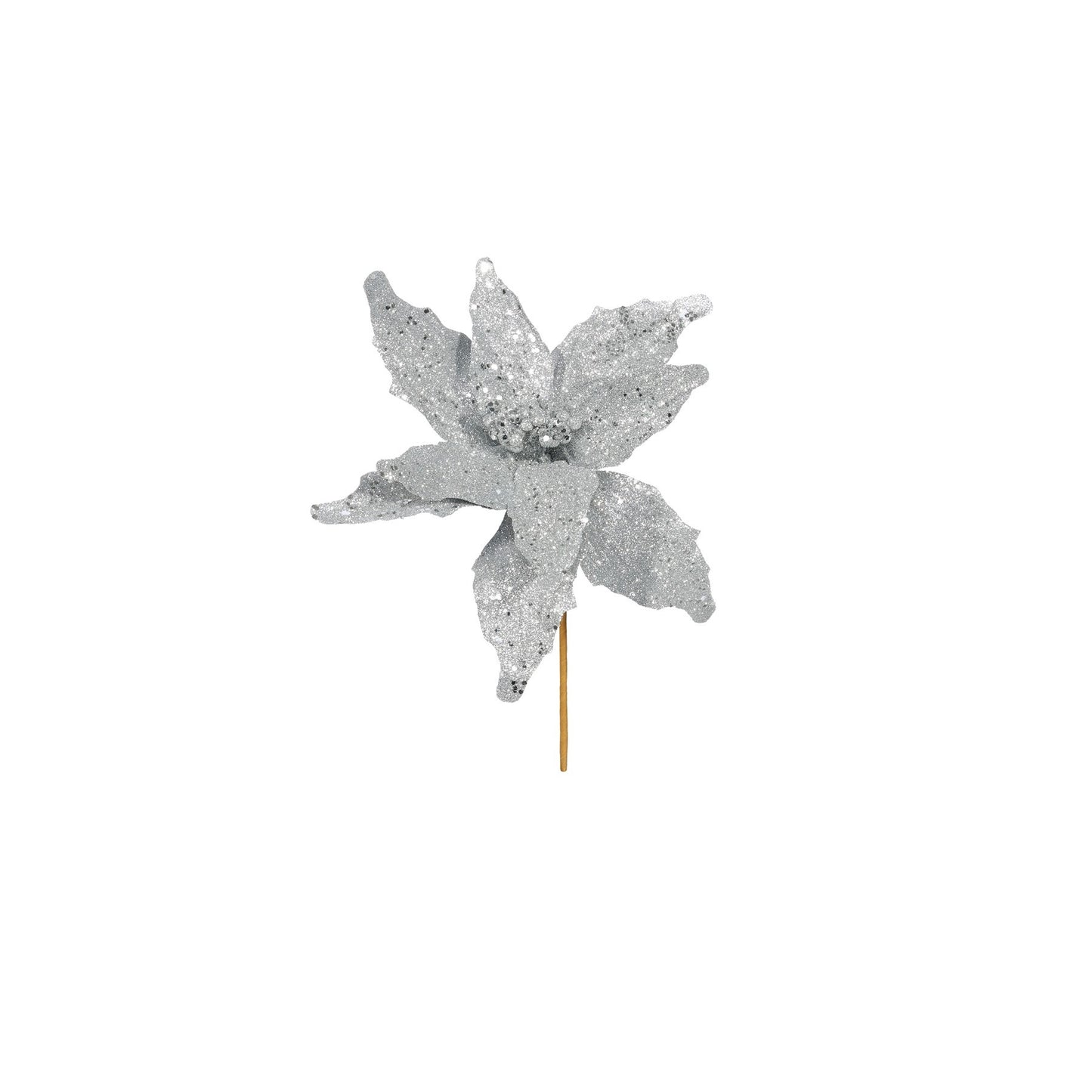 Silver Glitter Poinsettia Pick (32cm)