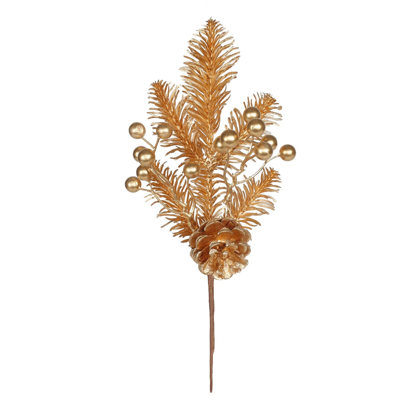 Gold Spruce Pick with Pinecones (30cm)